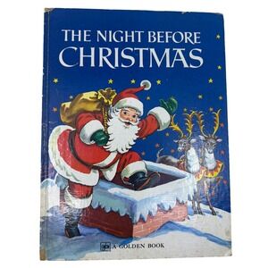 Golden Books The Night Before‎ Christmas Kids OS Blue Fair Vintage 1978 Printing